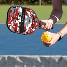 Palas De Pickleball Camuflaje rojo y gris Tu nombre Personaliza