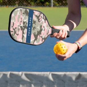 Palas De Pickleball Camuflaje rosa y verde Personaliza tu nombre