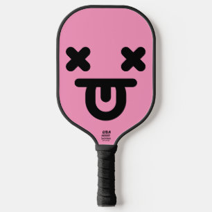 Palas De Pickleball Cara con Lengua Afuera Deslumbrada Rosa Claro