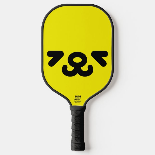 Palas De Pickleball Cara de cachorro feliz amarillo (Anverso)