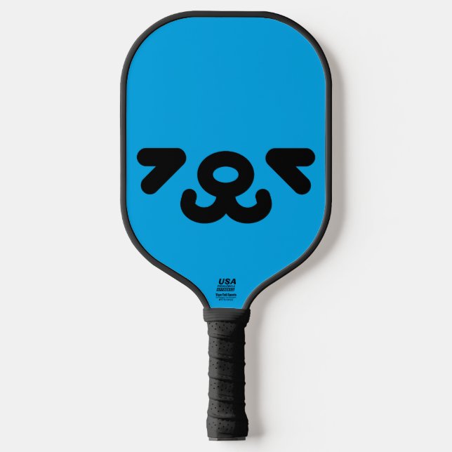 Palas De Pickleball Cara de Perrito Feliz Azul  (Anverso)