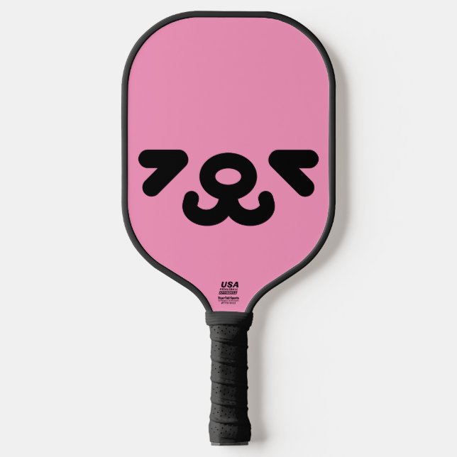 Palas De Pickleball Cara de Perrito Feliz Rosa Claro (Anverso)