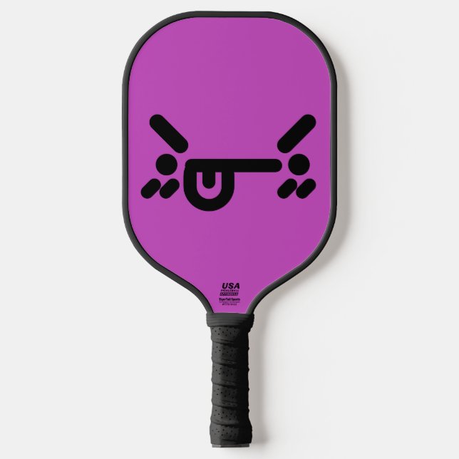 Palas De Pickleball Cara Enfadada Traviesa Morada  (Anverso)