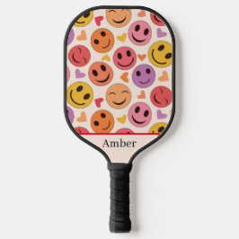 Palas De Pickleball Caras felices sonrientes con corazones Personaliza