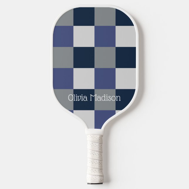 Palas De Pickleball Cartón blanco gris azul de la marina personalizado (Anverso)