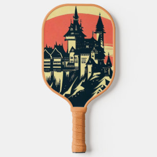 Palas De Pickleball Castillo medieval de fantasía - Estilo Woodcut jap