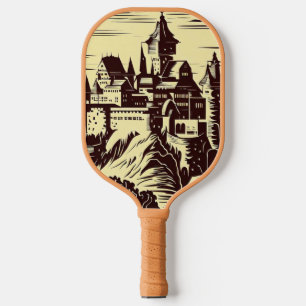Palas De Pickleball Castillo medieval de fantasía - Estilo Woodcut jap