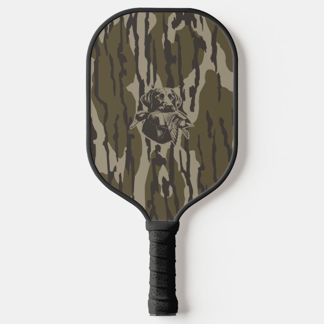 Palas De Pickleball Cazadores de pato con camuflaje de bosque de perro (Anverso)