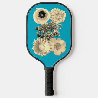 Palas De Pickleball Celebración Vintage Flores Teal/Rosa Sepia