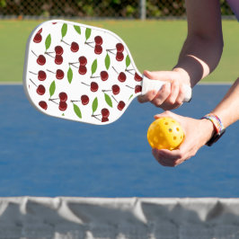 Palas De Pickleball Cerezo Rojo, Patrón De Cerezas, Hojas, Fruta