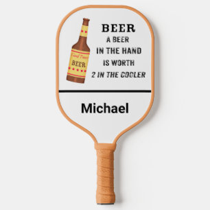 Palas De Pickleball Cerveza divertida diciendo cerveza en la mano Nomb