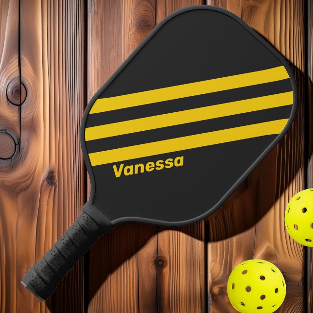 Palas De Pickleball Chaqueta amarilla retro Tres bandas con nombre (Subido por el creador)