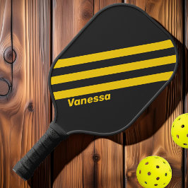 Palas De Pickleball Chaqueta Amarilla Retro Tres Franjas con Nombre