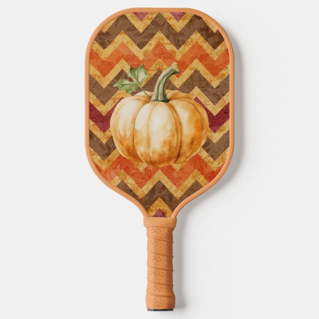 Palas De Pickleball Chevron de calabaza de otoño (Anverso)