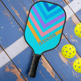 Palas De Pickleball Chevron de la época nostálgica del océano neón de 