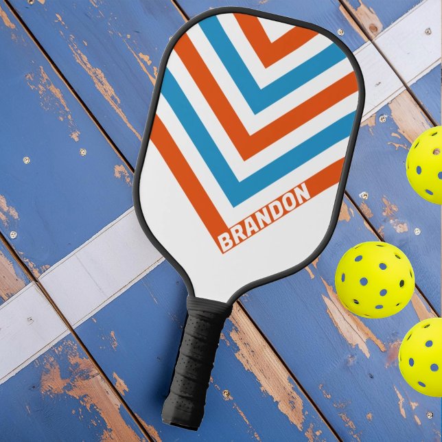 Palas De Pickleball Chevron nostálgico de verano con nombre (Subido por el creador)