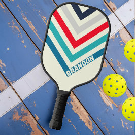 Palas De Pickleball Chevron nostálgico marcadamente oceánico con nombr