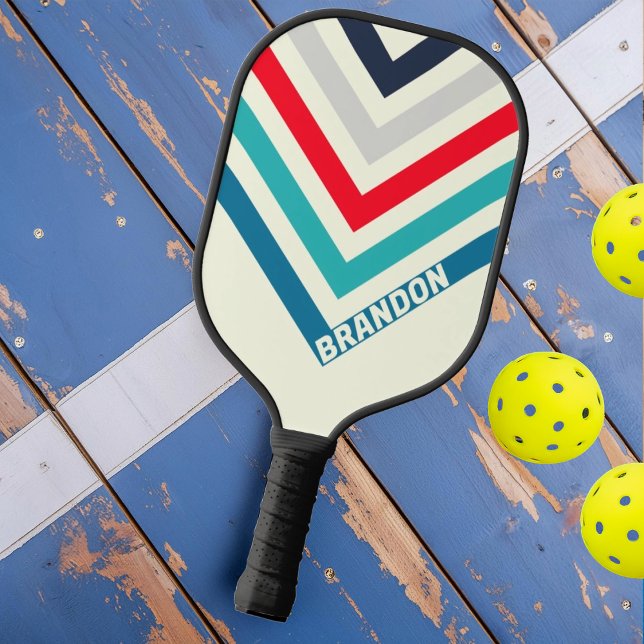 Palas De Pickleball Chevron nostálgico marcadamente oceánico con nombr (Subido por el creador)