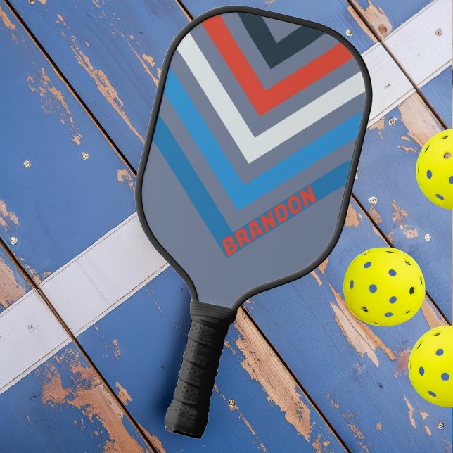 Palas De Pickleball Chevron nostálgico oscuro rayado con nombre (Subido por el creador)