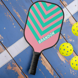 Palas De Pickleball Chevron nostálgico vintage con nombre
