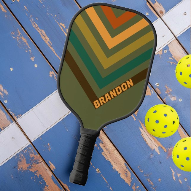 Palas De Pickleball Chevron nostálgico vintage con nombre (Subido por el creador)