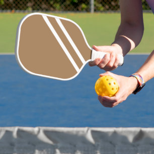 Palas De Pickleball Chic divertido café marrón elegante blanco esquina
