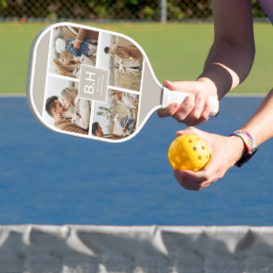 Palas De Pickleball Chic Monograma Collage de 4 Fotos