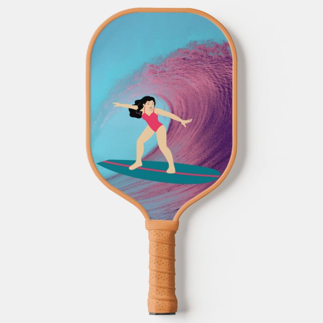 Palas De Pickleball Chica surfeando al atardecer (Anverso)