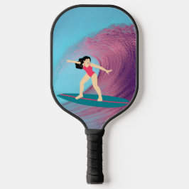 Palas De Pickleball Chica surfeando al atardecer