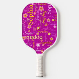 Palas De Pickleball Chicas de flores amarillas blancas rosadas nombre 