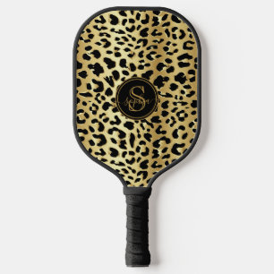 Palas De Pickleball Chicas de moda Metálica Gold y Black Leopard Print