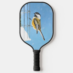 Palas De Pickleball Chickadee on Feeder Painting - Original Bird Art