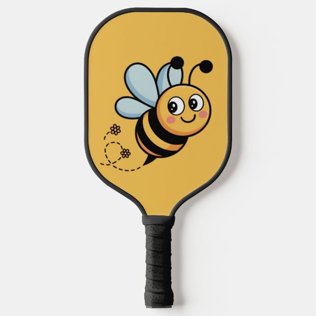 Palas De Pickleball Child-Friendly Bee Mascot with Dotted Trail (Anverso)