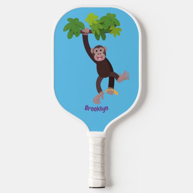 Palas De Pickleball Chimpancé lindo en personalizado colgante de la ju (Anverso)