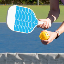 Palas De Pickleball Cielo brillante Azul Art Decó Olas de capucha blan
