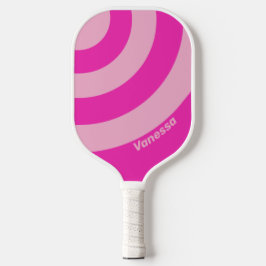 Palas De Pickleball Cielo rosa retro tres bandas de círculo con nombre