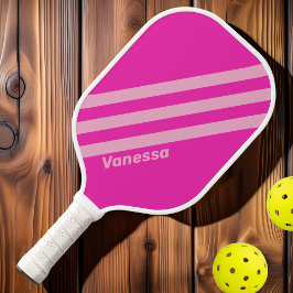 Palas De Pickleball Cielo Rosa Retro Tres Franjas con Nombre
