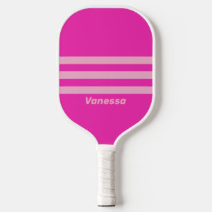 Palas De Pickleball Cielo Rosa Retro Tres Tiras en Franja con Nombre