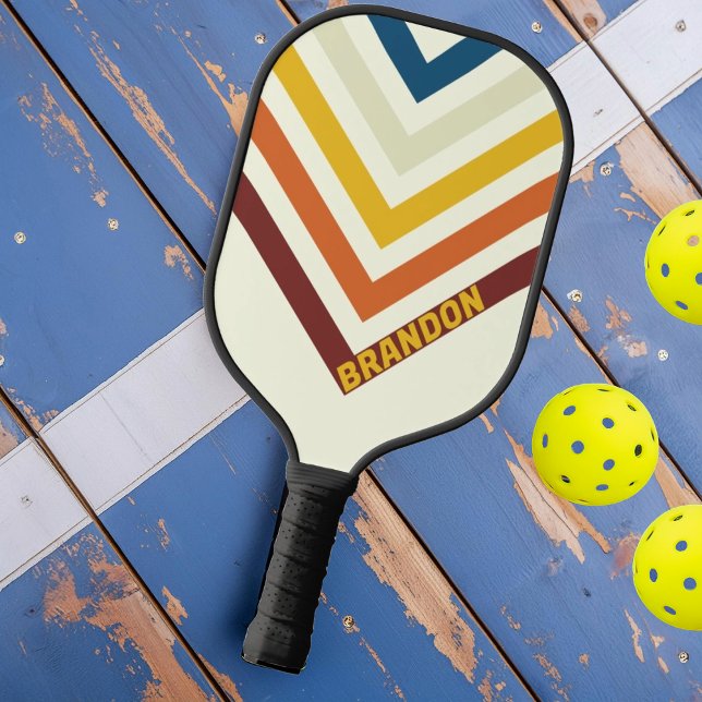 Palas De Pickleball Cinco Chevron nostálgico a rayas con nombre (Subido por el creador)