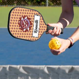 Palas De Pickleball Cinta de flores de Borgoña-Marfil de Kenneth Yonci