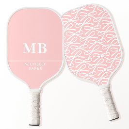 Palas De Pickleball Cinta de lazo rosa personalizada con monograma