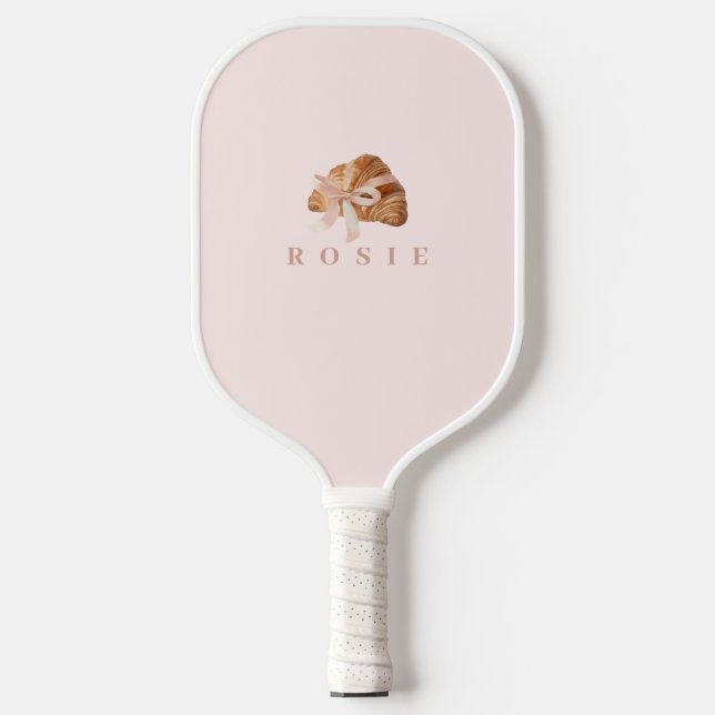 Palas De Pickleball Cinta rosa Croissant de Coquette Personalizada (Anverso)