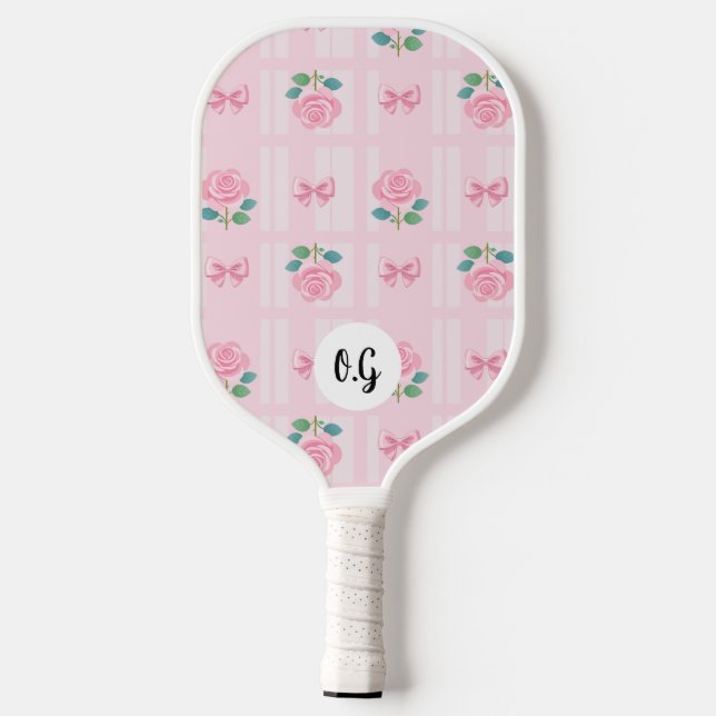 Palas De Pickleball Cinta y Rosa de coquette Preppy (Reverso )
