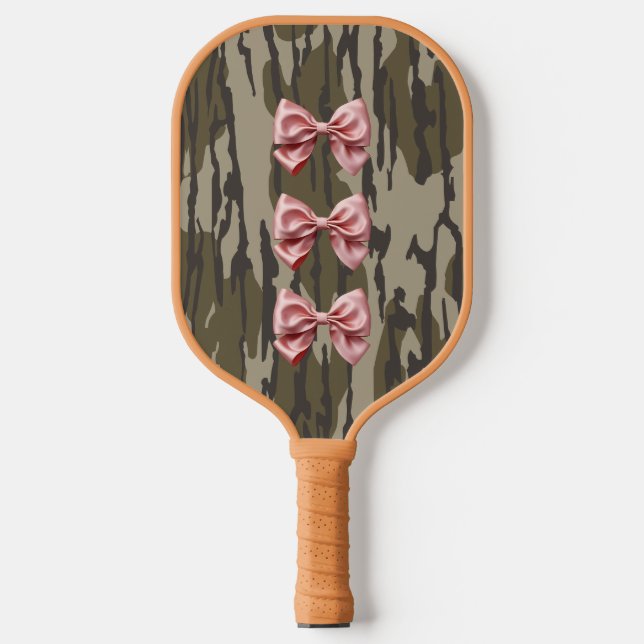 Palas De Pickleball Cintas y cerdas rosadas de camo estéticas en el in (Anverso)
