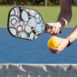 Palas De Pickleball Círculo concentrado de gradiente rosado Mocha azul