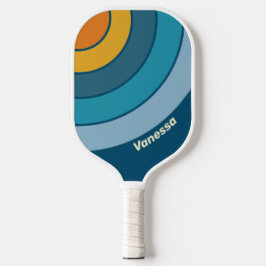 Palas De Pickleball Círculo de franja azul sol con nombre