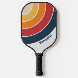 Palas De Pickleball Círculo de franja de arcoíris descolorido vintage 