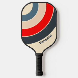 Palas De Pickleball Círculo de franja de arcoíris náutico retro con no