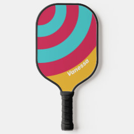 Palas De Pickleball Círculo de Franja de Brisa Tropical Retro con Nomb