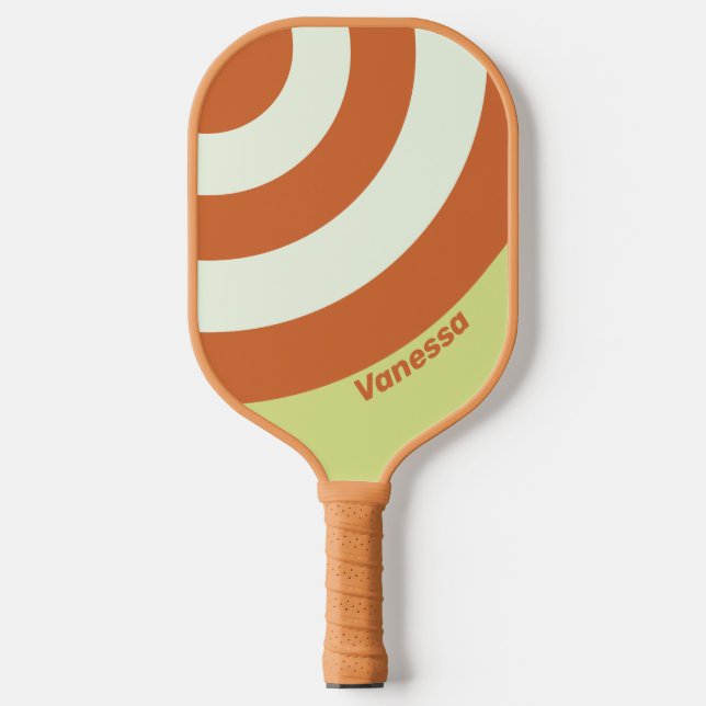 Palas De Pickleball Círculo de franja de cactus del desierto retro con (Anverso)